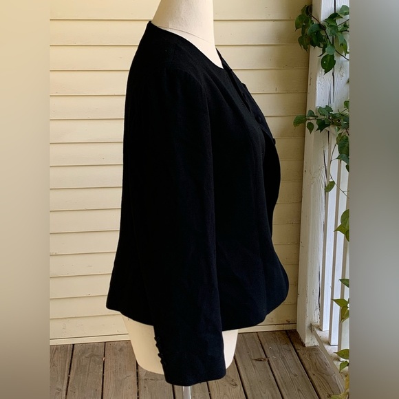 Courtney Rhodes 100% Wool Crepe Blazer Suit Jacket Black Euro 40 (about US 10 ) - Picture 4 of 8